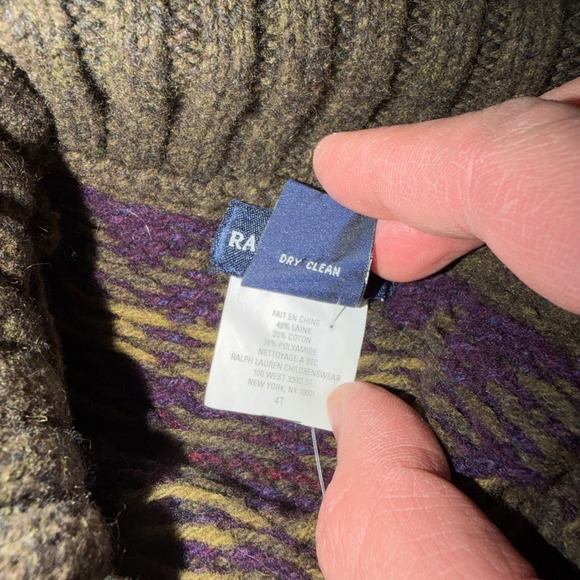 Ralph Lauren Kids Green Wool Blend Fair‎ Isle Knit Turtleneck Dress - Picture 7 of 8